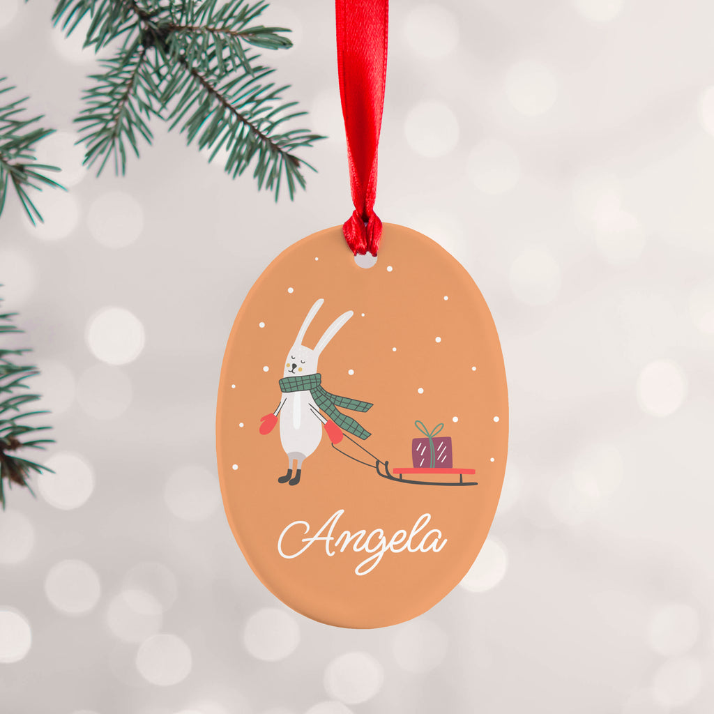 Eleanoras Personalised Sleigh Rabbit Decoration Christmas Baubles & Decorations