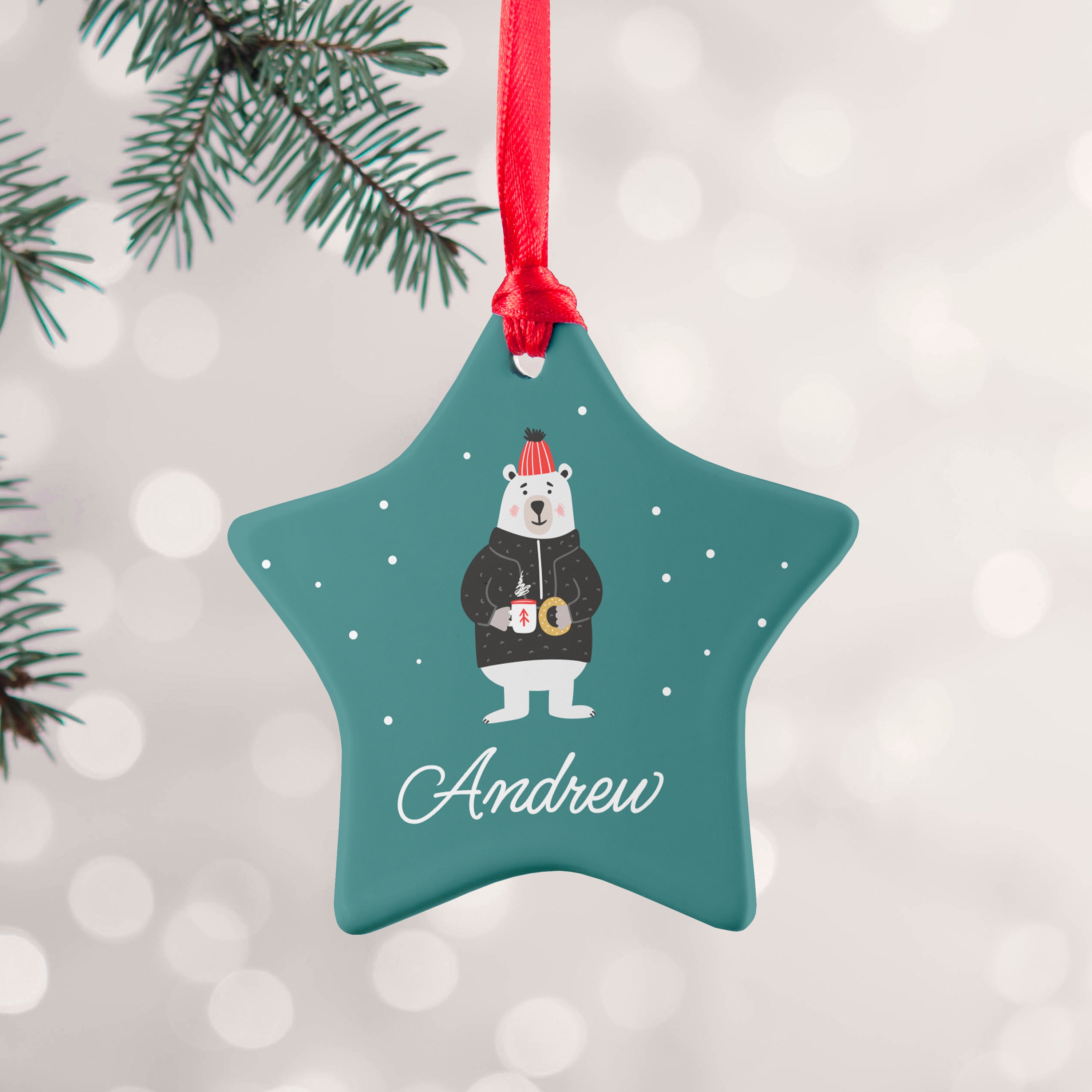 Eleanoras POLAR BEAR PERSONALISED DECORATION Christmas Baubles & Decorations