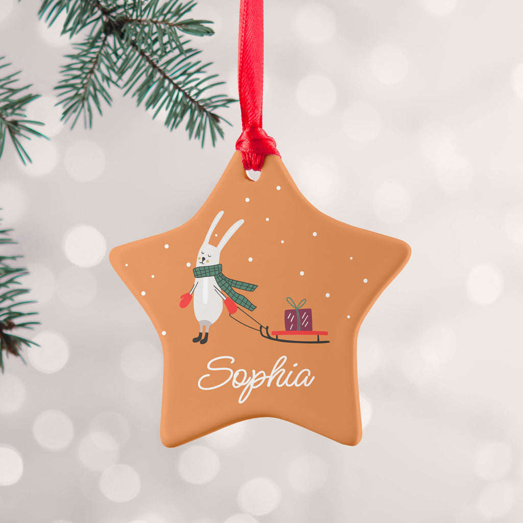 Personalised Sleigh Rabbit Decoration