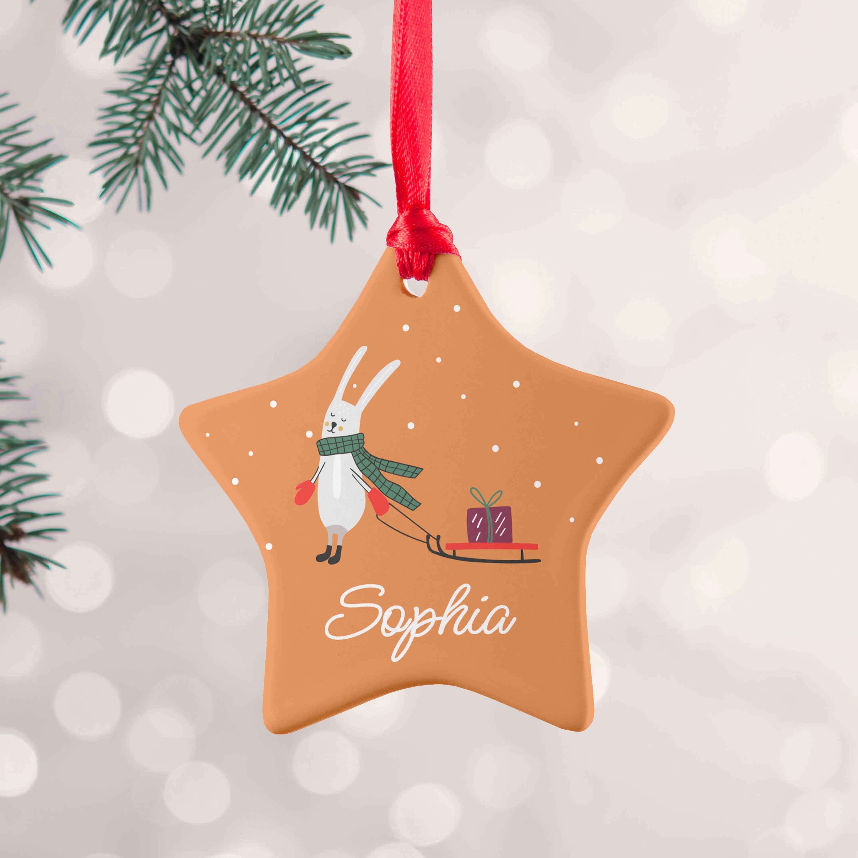 Personalised Sleigh Rabbit Decoration