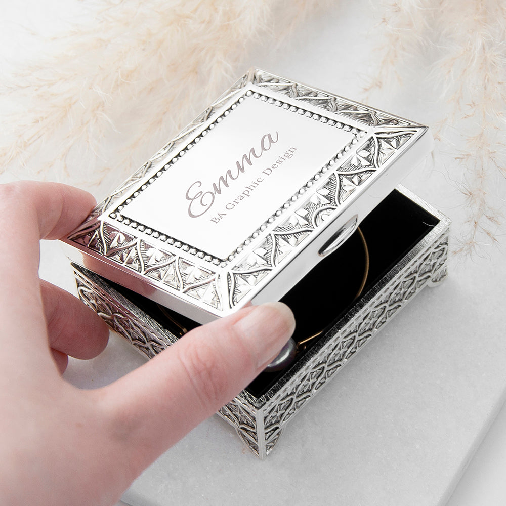 Eleanoras Personalised Graduation Silver Trinket Box Keepsakes