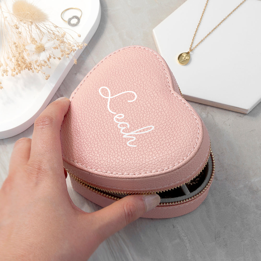 Personalised Pink Heart Jewellery Case