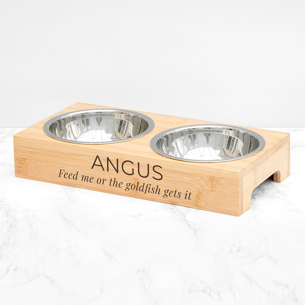 Eleanoras Personalised Bamboo Pet Bowl Set Pet Bowls