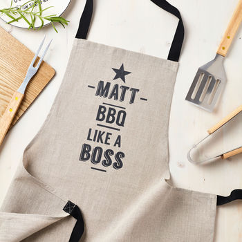 Eleanoras BBQ LIKE A BOSS LINEN APRON Aprons