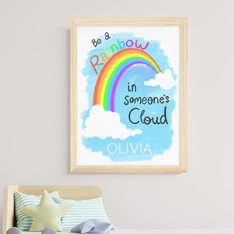 Eleanoras Be A Rainbow A4 Natural Frame Print Kids Wall Art & Prints