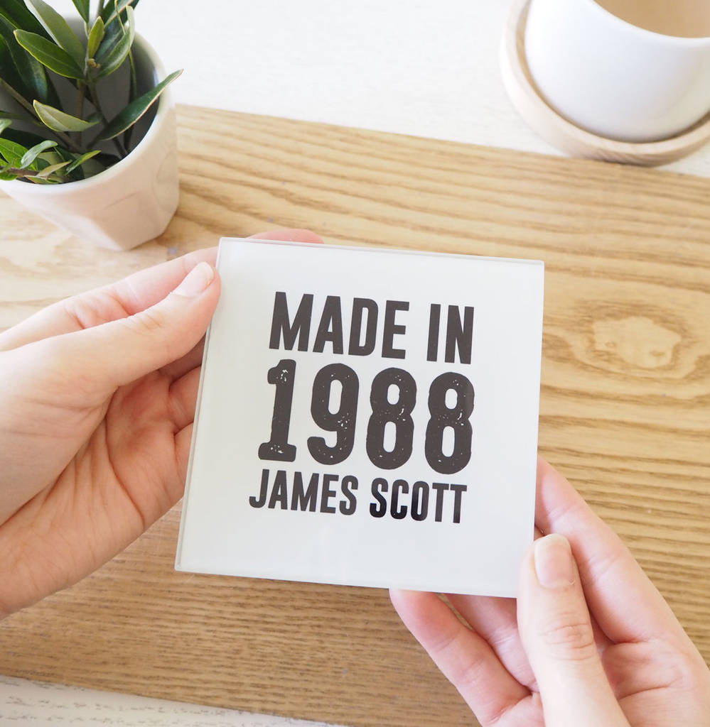 BIRTH YEAR PERSONALISED  GLASS COASTER