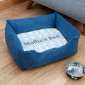 Eleanoras Personalised Blue Comfort Dog Bed with Blue Paw Print Design Dog Beds