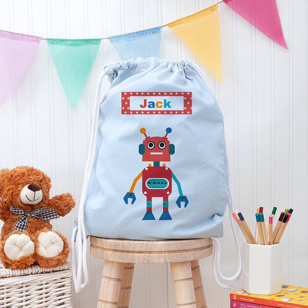 Eleanoras Personalised Robot PE Kit Bag PE Kit Bags