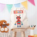 Eleanoras Personalised Robot PE Kit Bag PE Kit Bags