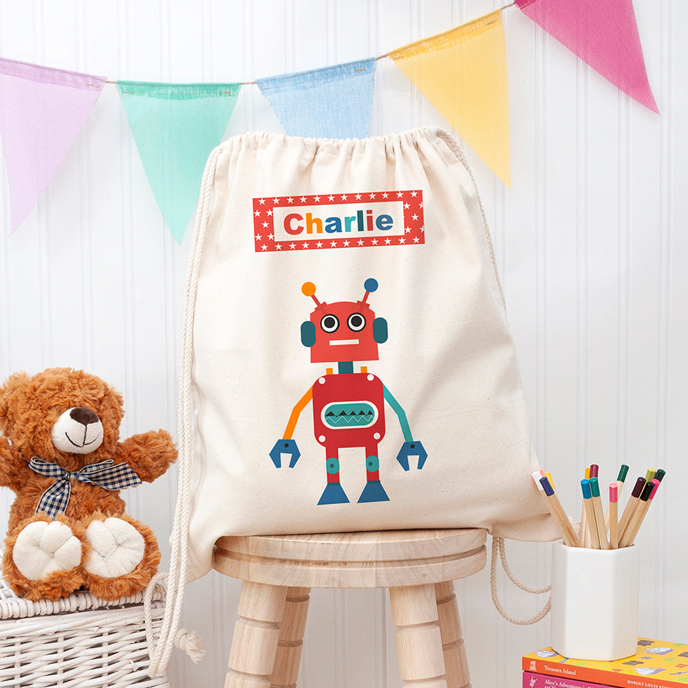 Eleanoras Personalised Robot PE Kit Bag PE Kit Bags