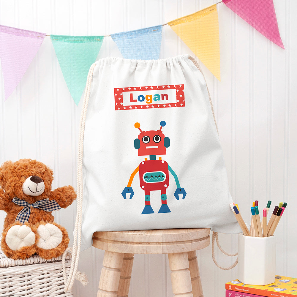 Eleanoras Personalised Robot PE Kit Bag PE Kit Bags