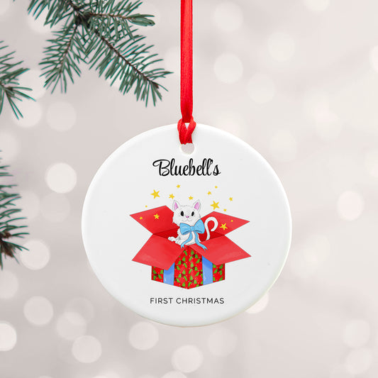 CAT'S FIRST CHRISTMAS PERSONALISED CHRISTMAS ORNAMENT