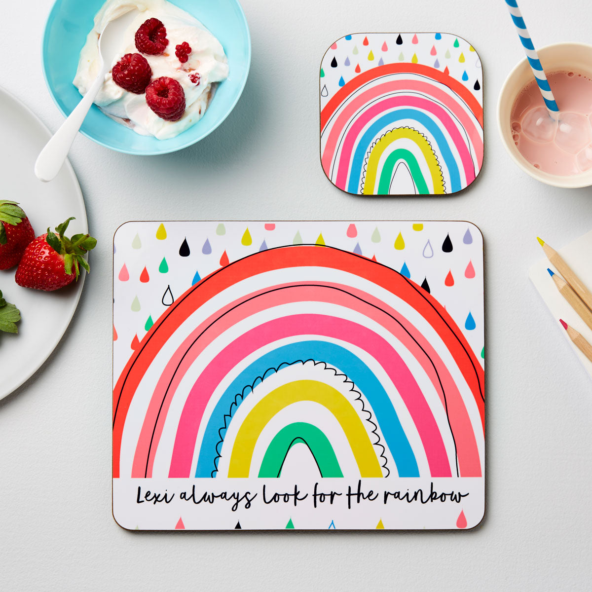 Personalised Rainbow Placemat Set