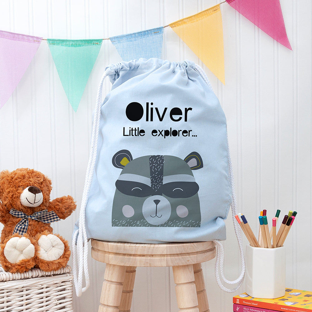 Eleanoras Raccoon Personalised Cotton Nursery Bag 