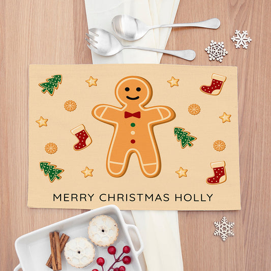 Eleanoras GINGERBREAD MERRY CHRISTMAS PERSONALISED PLACEMAT Placemats & Coasters