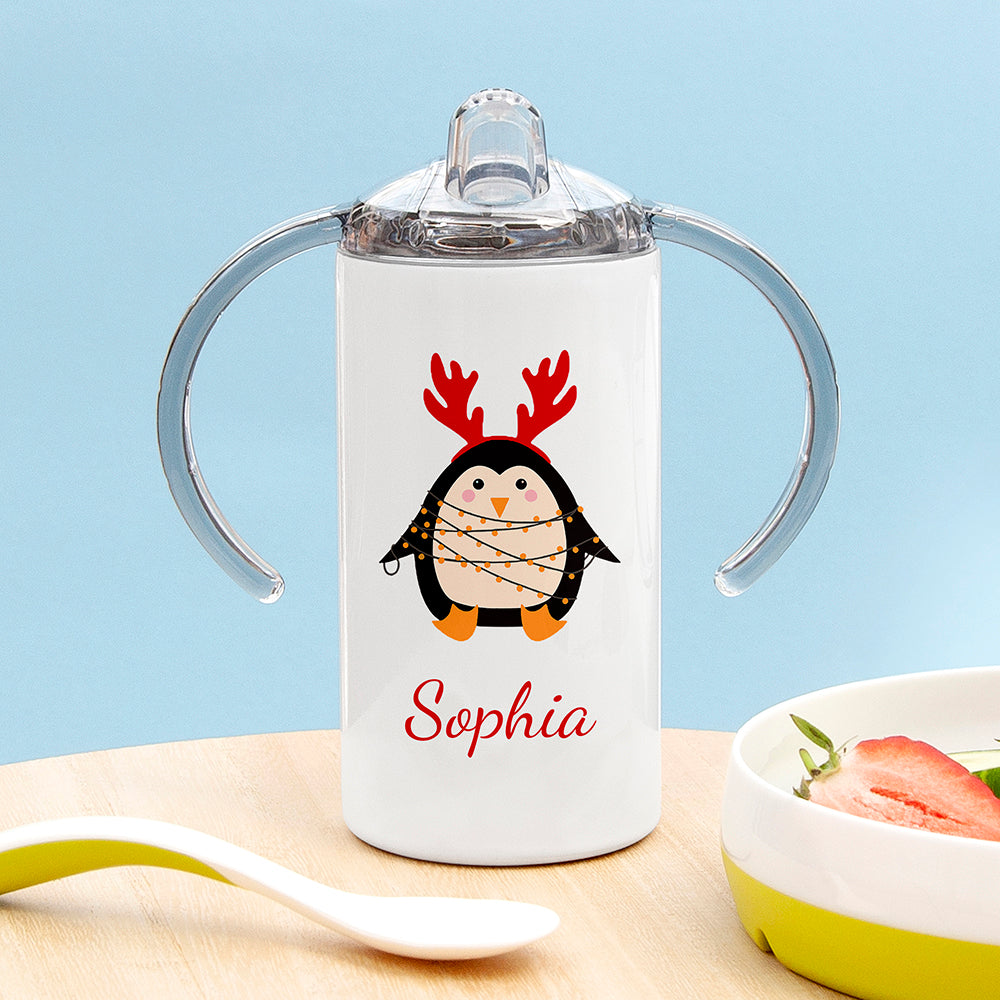 Eleanoras CHRISTMAS PENGUIN PERSONALISED SIPPY CUP 