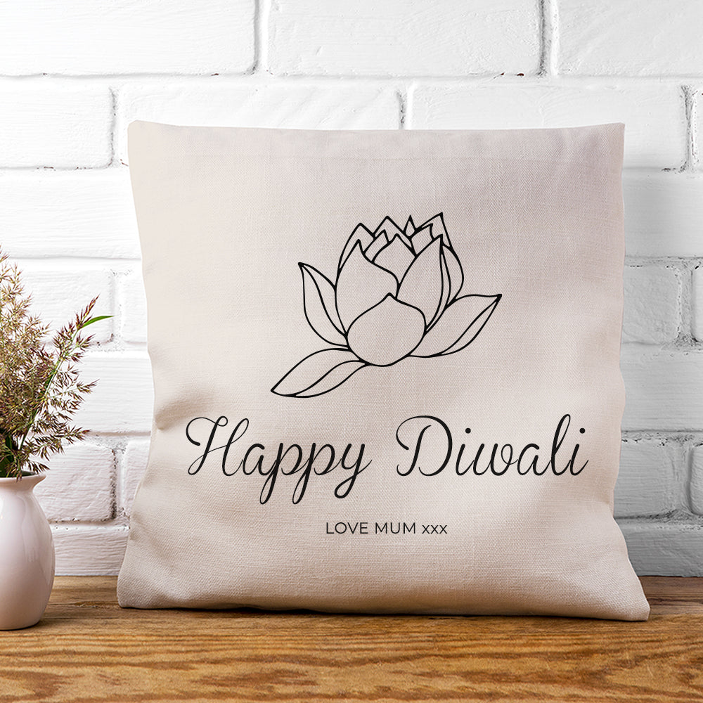 Eleanoras Personalised Diwali Lotus Cushion Cover Cushions & Covers