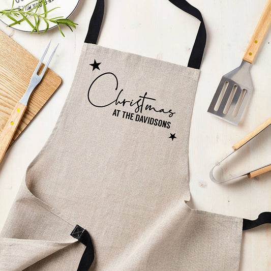 Eleanoras FAMILY CHRISTMAS PERSONALISED LINEN APRON Aprons