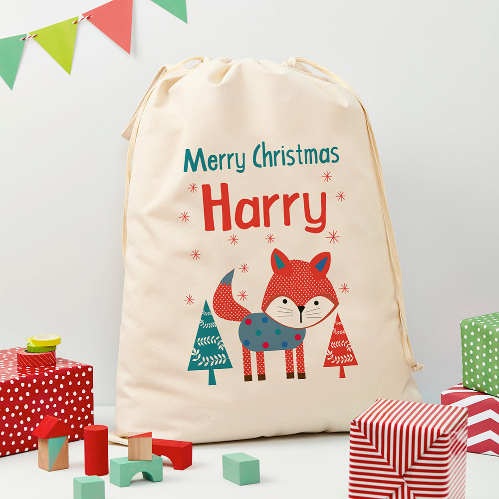 Eleanoras FESTIVE FOX PERSONALISED CHRISTMAS SACK Stockings & Sacks