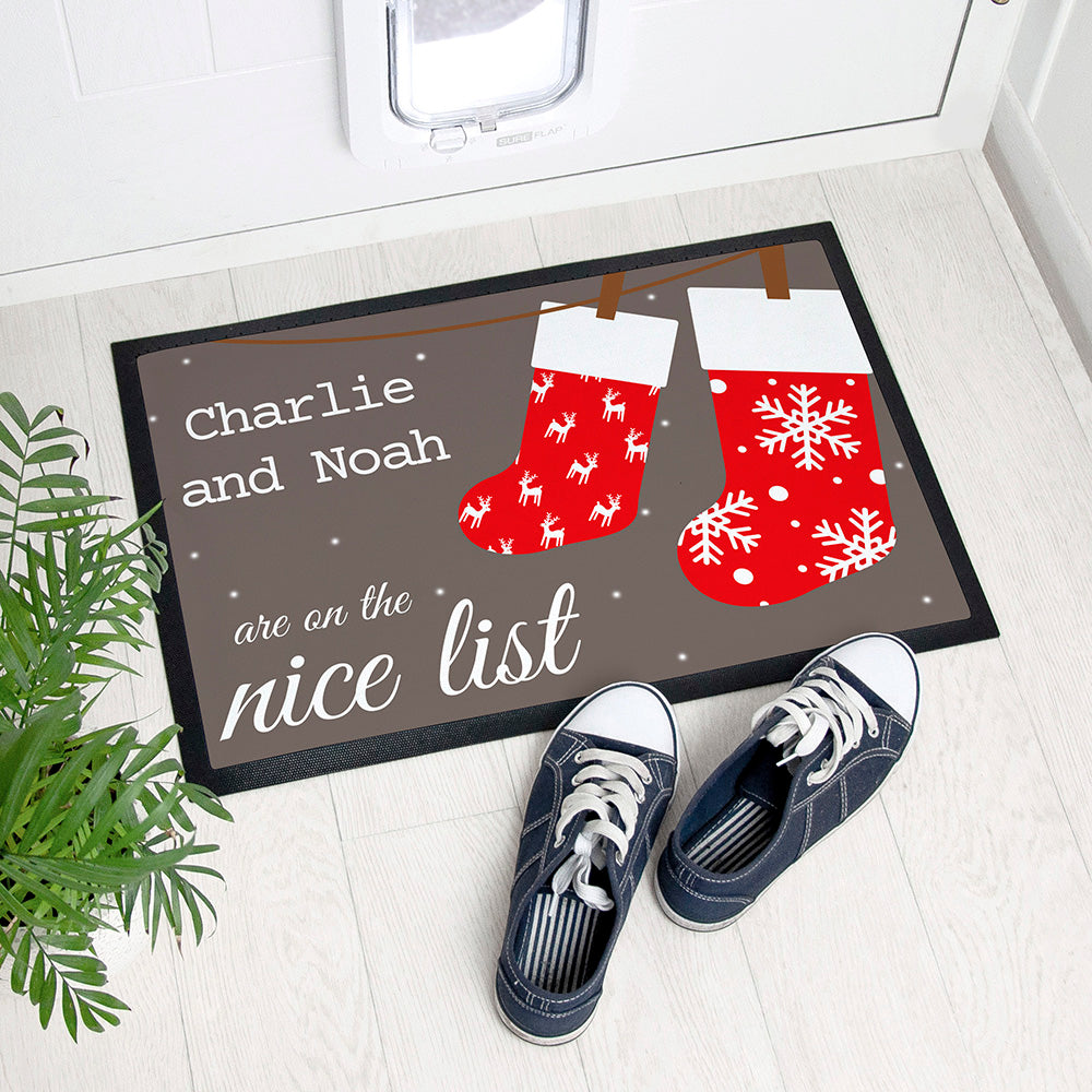 FESTIVE STOCKINGS PERSONALISED DOORMAT