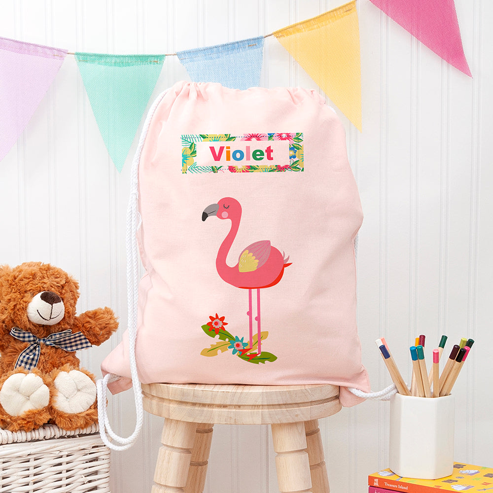 Eleanoras Flamingo Personalised Cotton Nursery Bag 