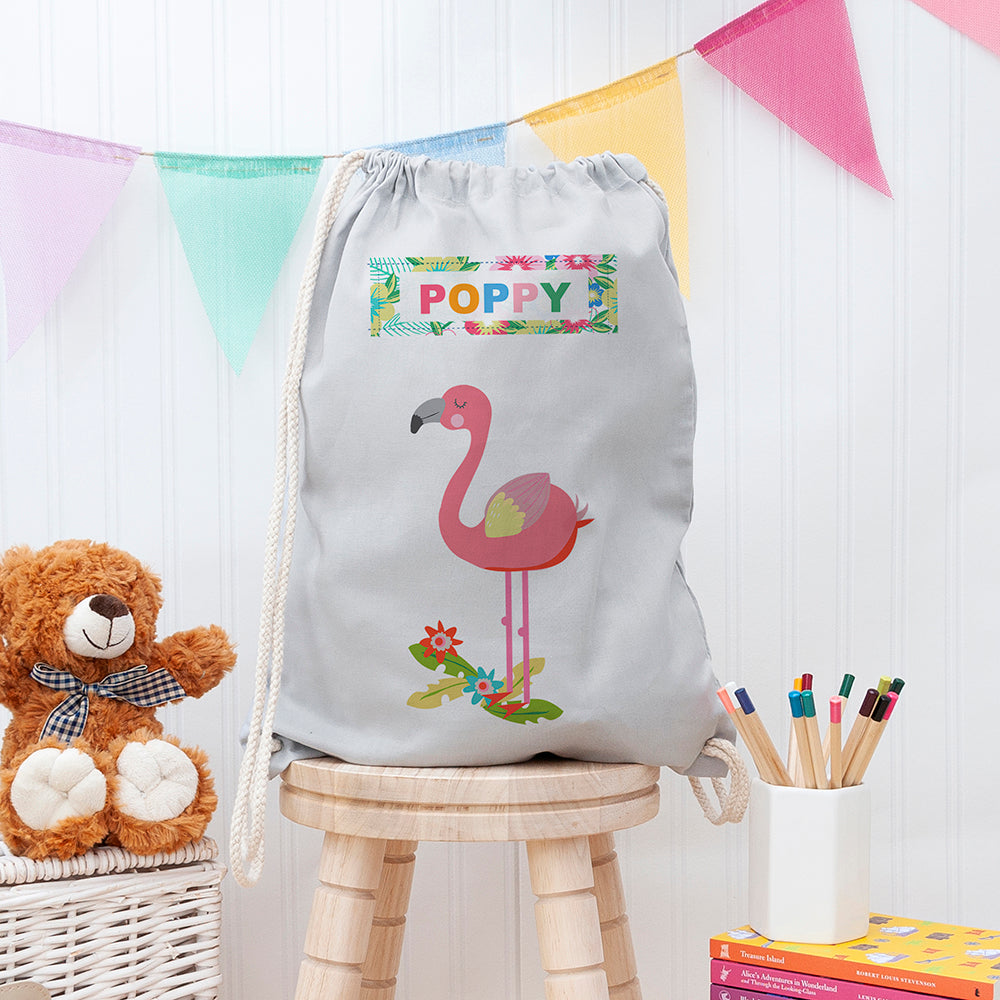 Eleanoras Flamingo Personalised Cotton Nursery Bag 