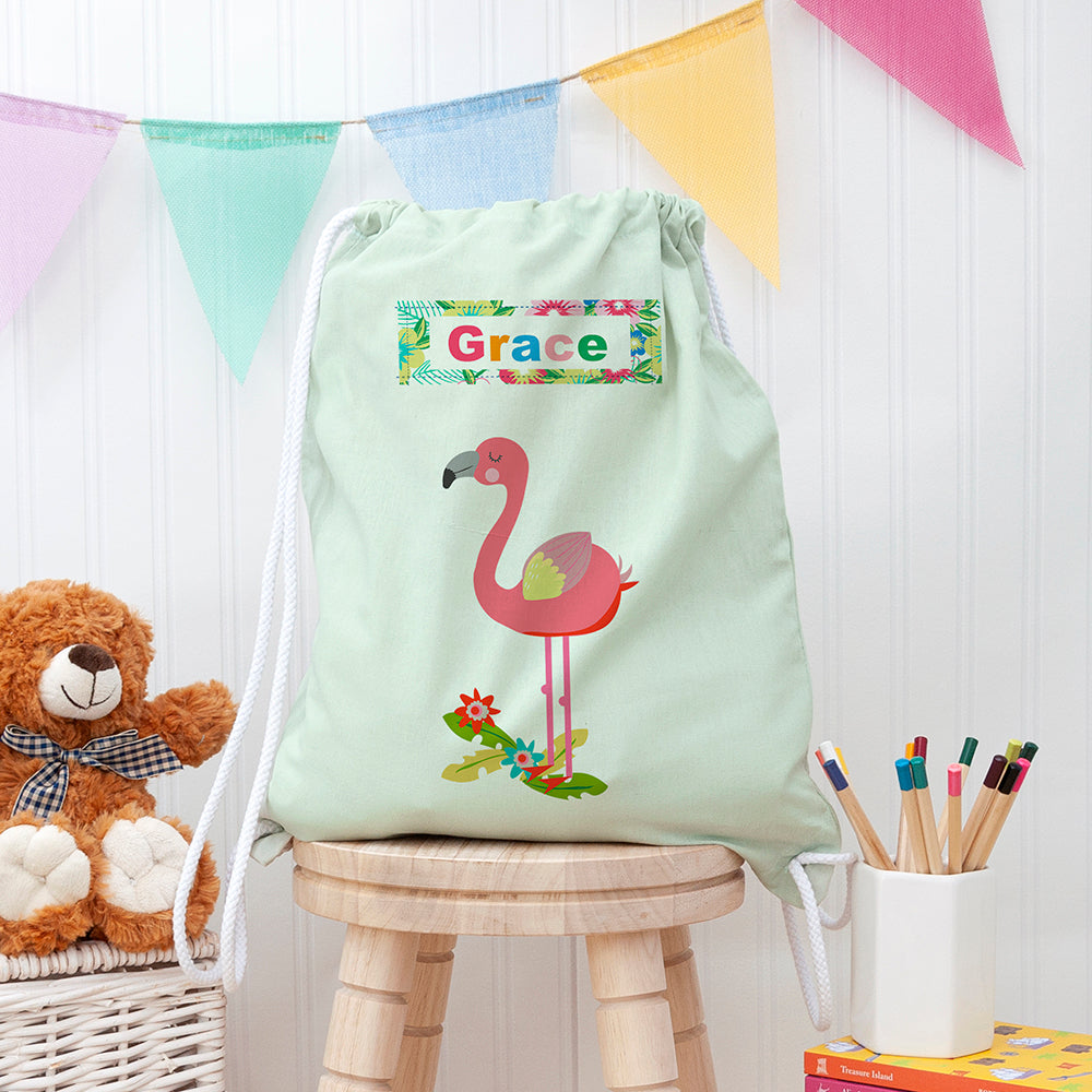 Eleanoras Flamingo Personalised Cotton Nursery Bag 