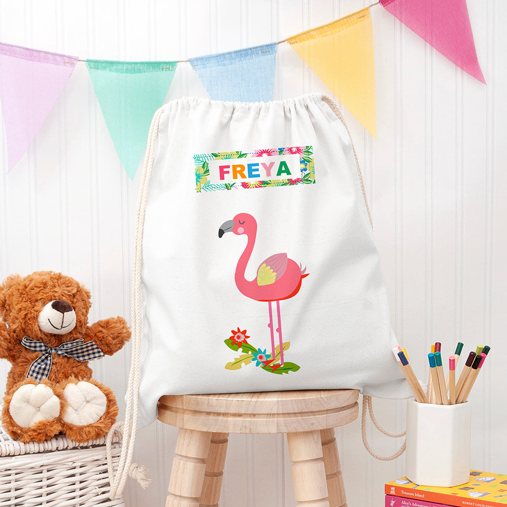 Eleanoras Flamingo Personalised Cotton Nursery Bag 