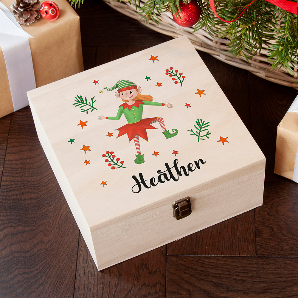GIRL ELF PERSONALISED CHRISTMAS EVE BOX  from Eleanoras