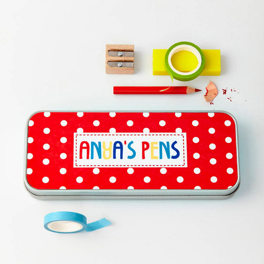 Eleanoras SPOTS PERSONALISED PENCIL TIN Pencil Cases