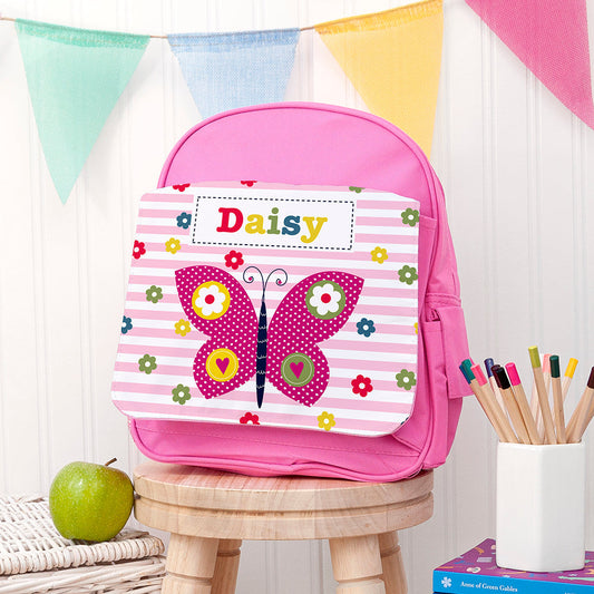 BUTTERFLY PERSONALISED PINK MINI RUCKSACK KIDS BACKPACKS from Eleanoras