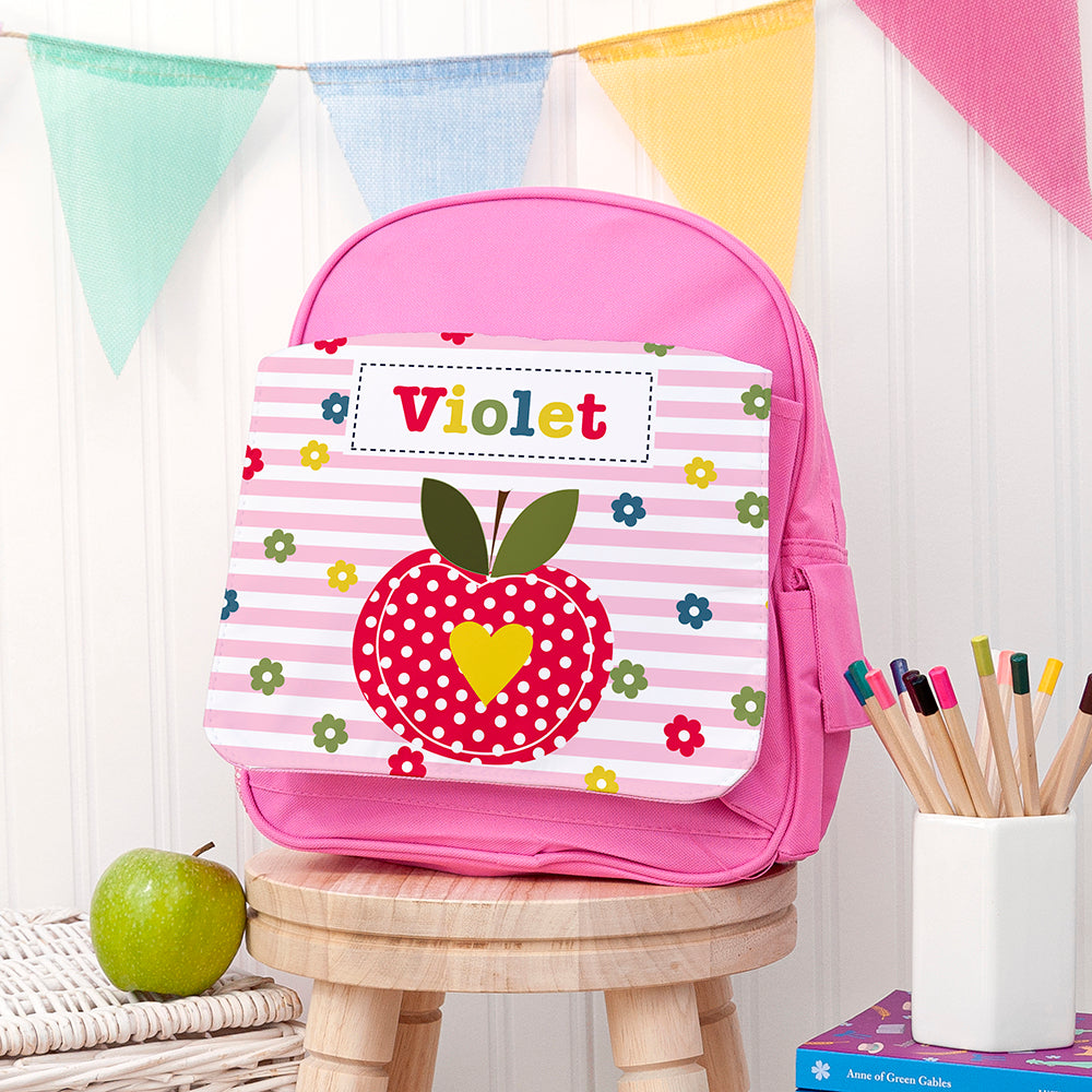 Eleanoras Personalised Apple  Mini Pink Rucksack KIDS BACKPACKS