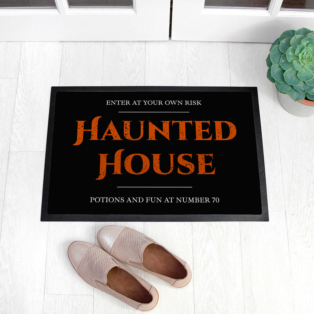 HAUNTED HOUSE PERSONALISED INDOOR DOORMAT