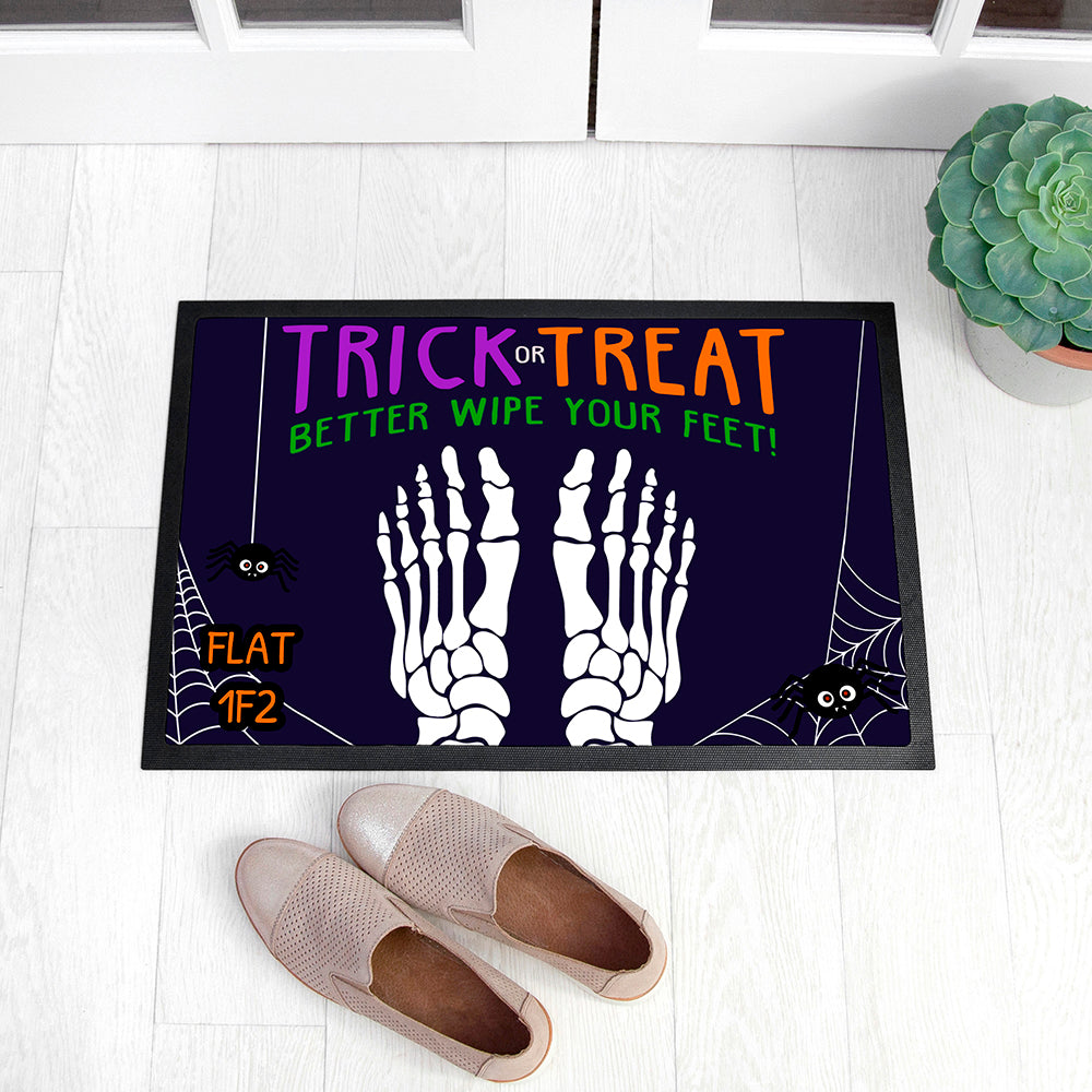 HALLOWEEN TRICK OR TREAT PERSONALISED INDOOR DOOR MAT