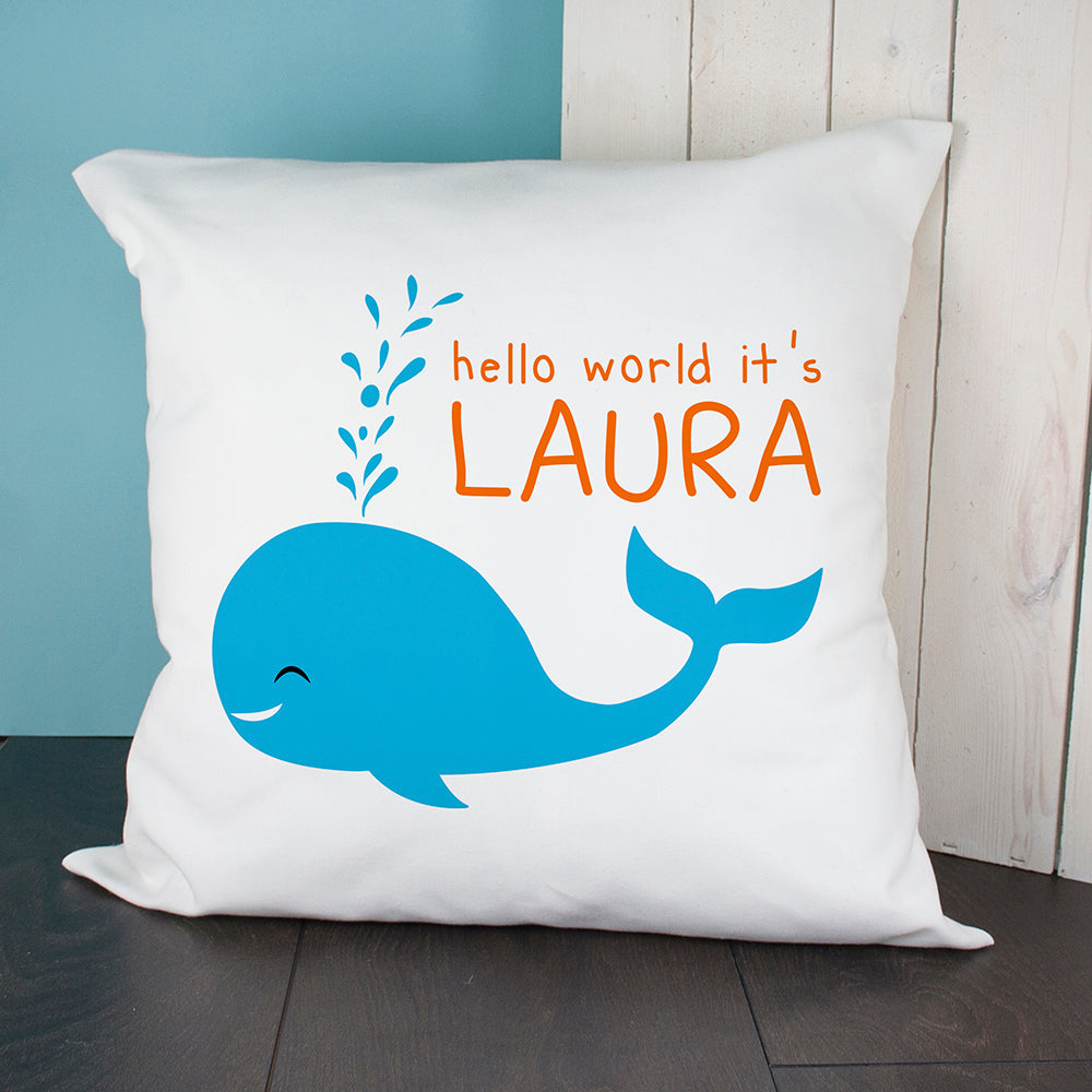 Eleanoras Personalised Hello Whale Cushion Cover Cushions & Covers