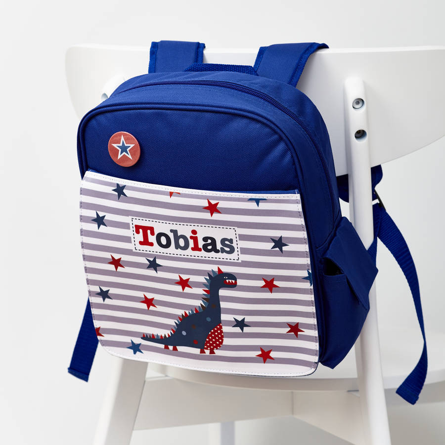 Eleanoras Personalised Dinosaur Blue Rucksack Rucksacks