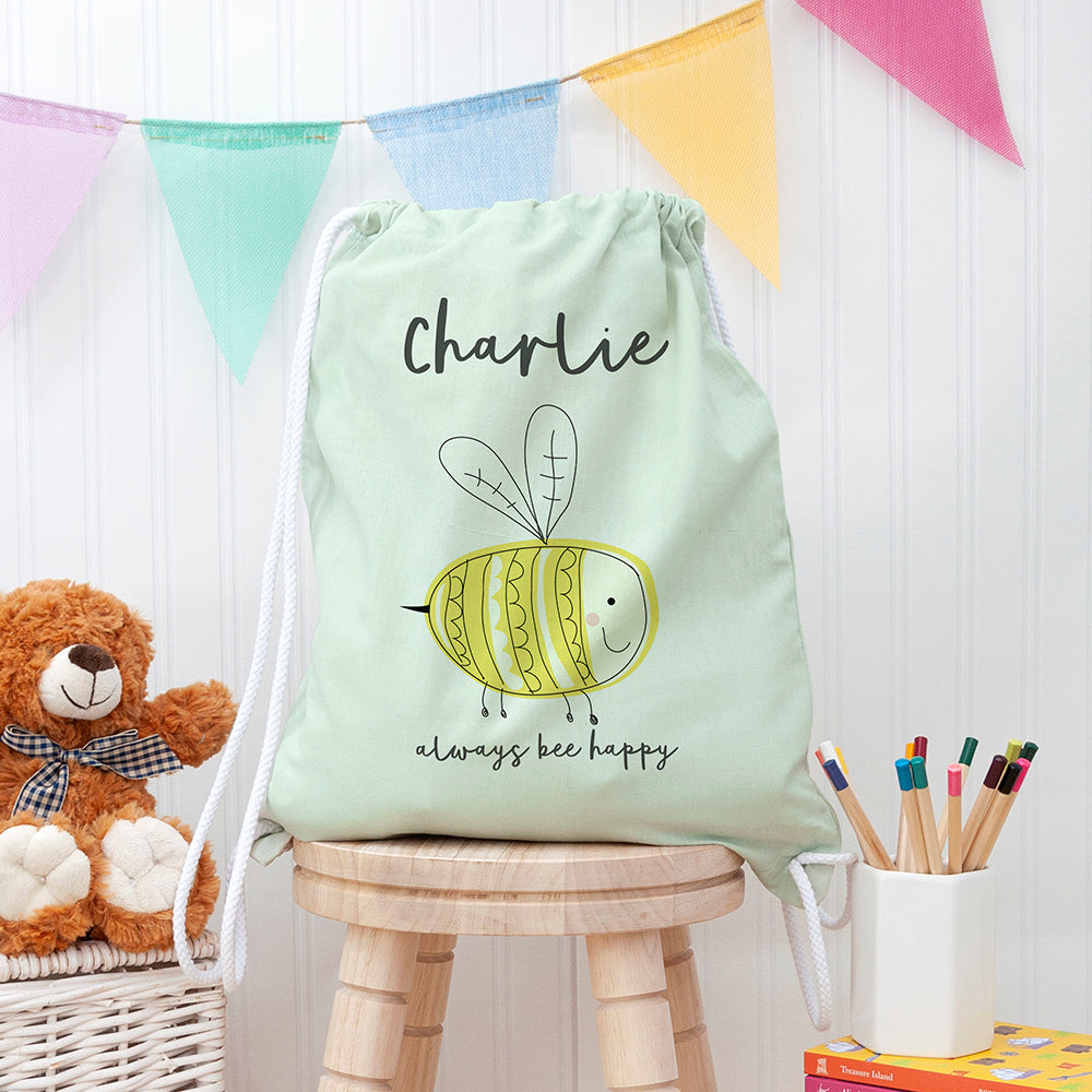 Eleanoras Buzzing Bee  Personalised Cotton Nursery Bag 