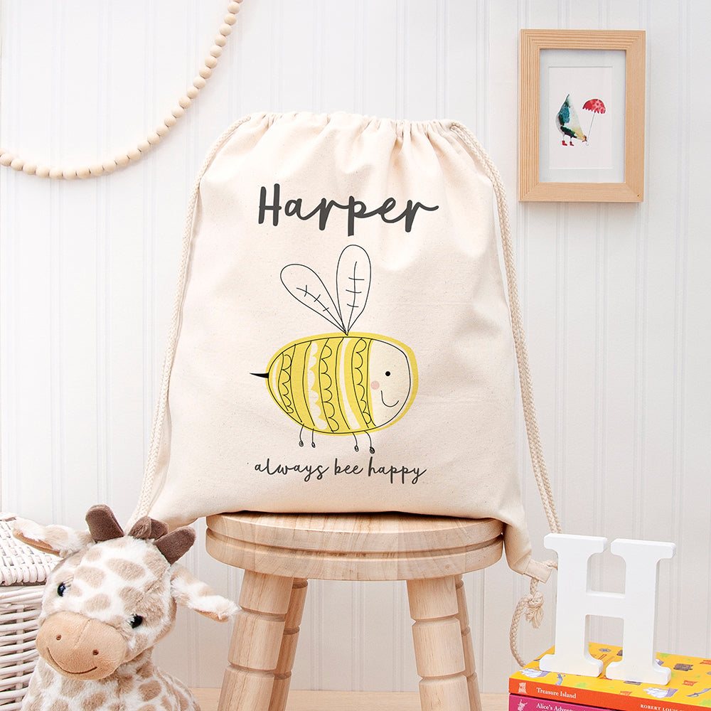 Eleanoras Buzzing Bee  Personalised Cotton Nursery Bag 