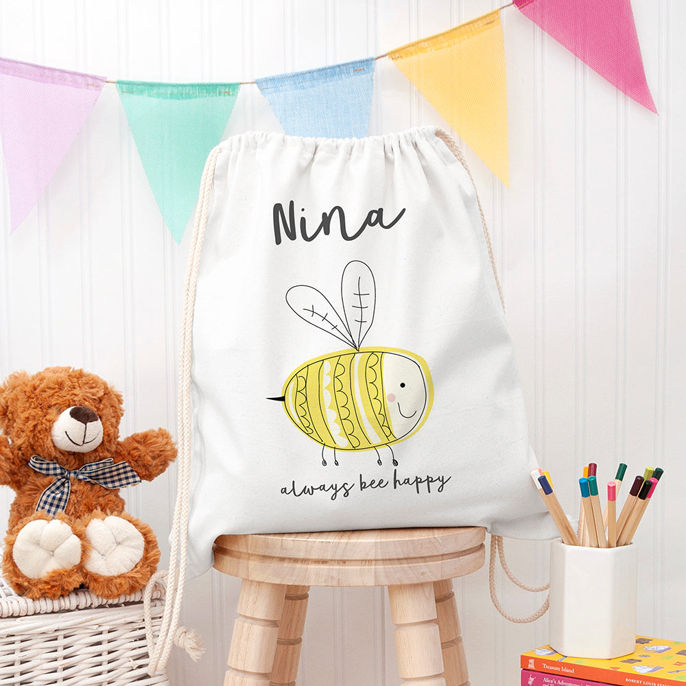 Eleanoras Buzzing Bee  Personalised Cotton Nursery Bag 