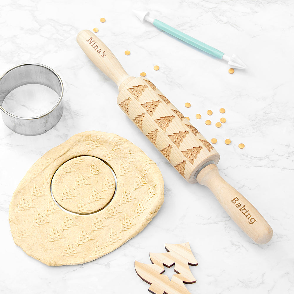 Eleanoras KIDS CHRISTMAS PERSONALISED TREE DOUGH DECORATING ROLLING PIN Utensils