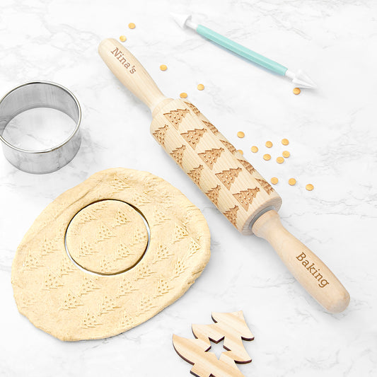 Eleanoras KIDS CHRISTMAS PERSONALISED TREE DOUGH DECORATING ROLLING PIN Utensils