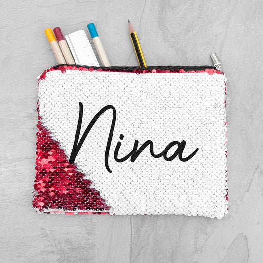 RED SEQUIN PERSONALISED PENCIL CASE PENS, PENCILS & CASES from Eleanoras