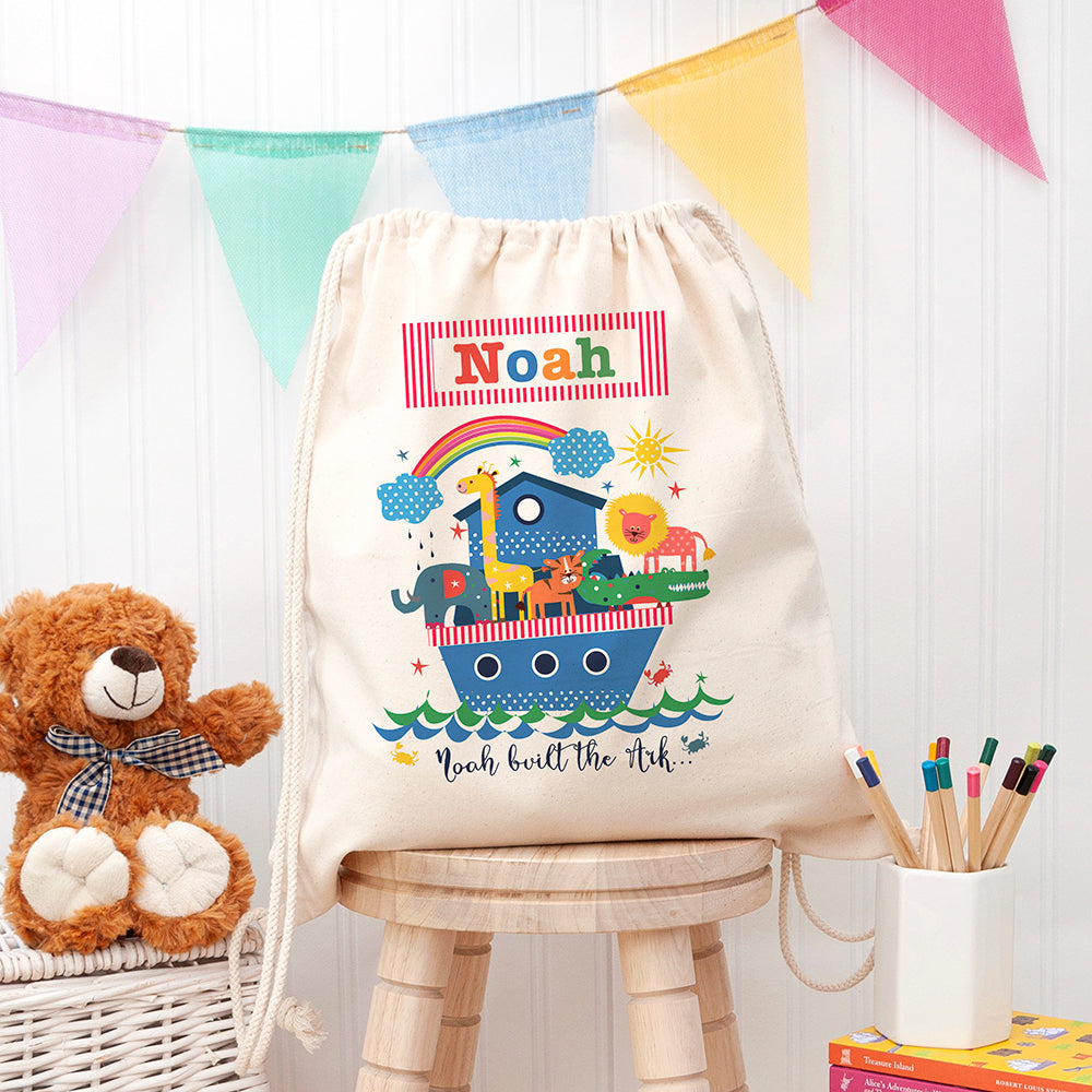 Eleanoras Personalised Kid's Noah's Ark Cotton PE Kit Bag PE Kit Bags