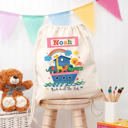 Eleanoras Personalised Kid's Noah's Ark Cotton PE Kit Bag KIT BAGS