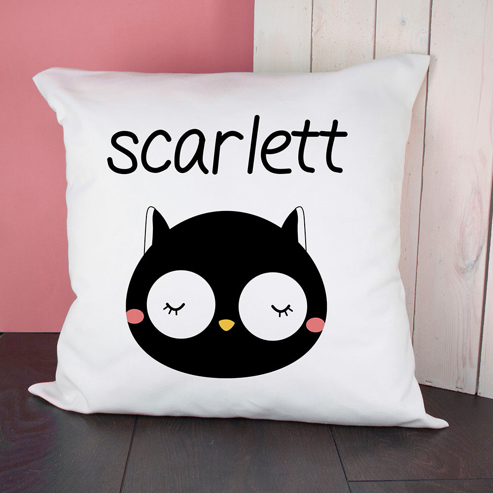 Eleanoras Personalised Little Owl Face Cushion Cover Cushions & Covers