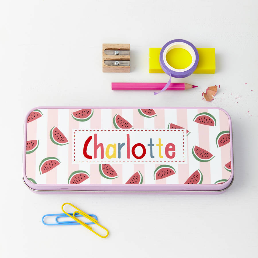 Personalised Melon Pattern Pencil Case Tin