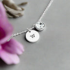 Eleanoras April Monogram Silver Birthstone Crystal & Disc Necklaces
