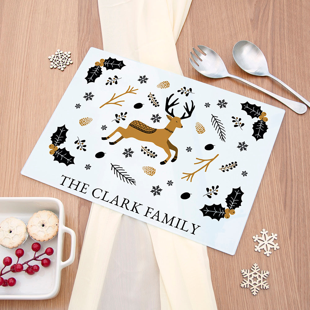 Eleanoras Personalised Nordic Woodland Rectangular Chopping Board Chopping Boards
