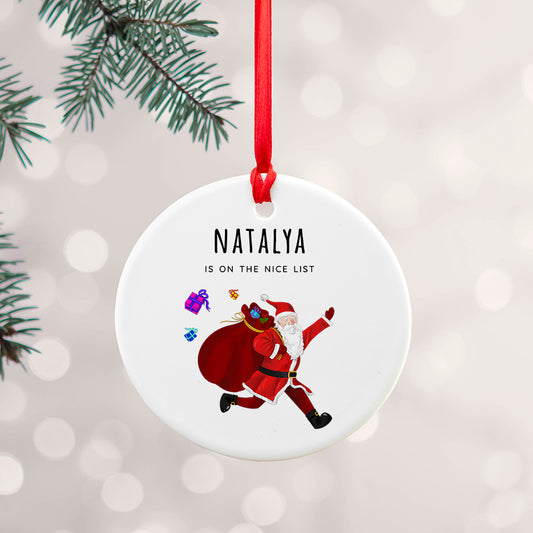 PLAYFUL SANTA PERSONALISED CHRISTMAS ORNAMENT