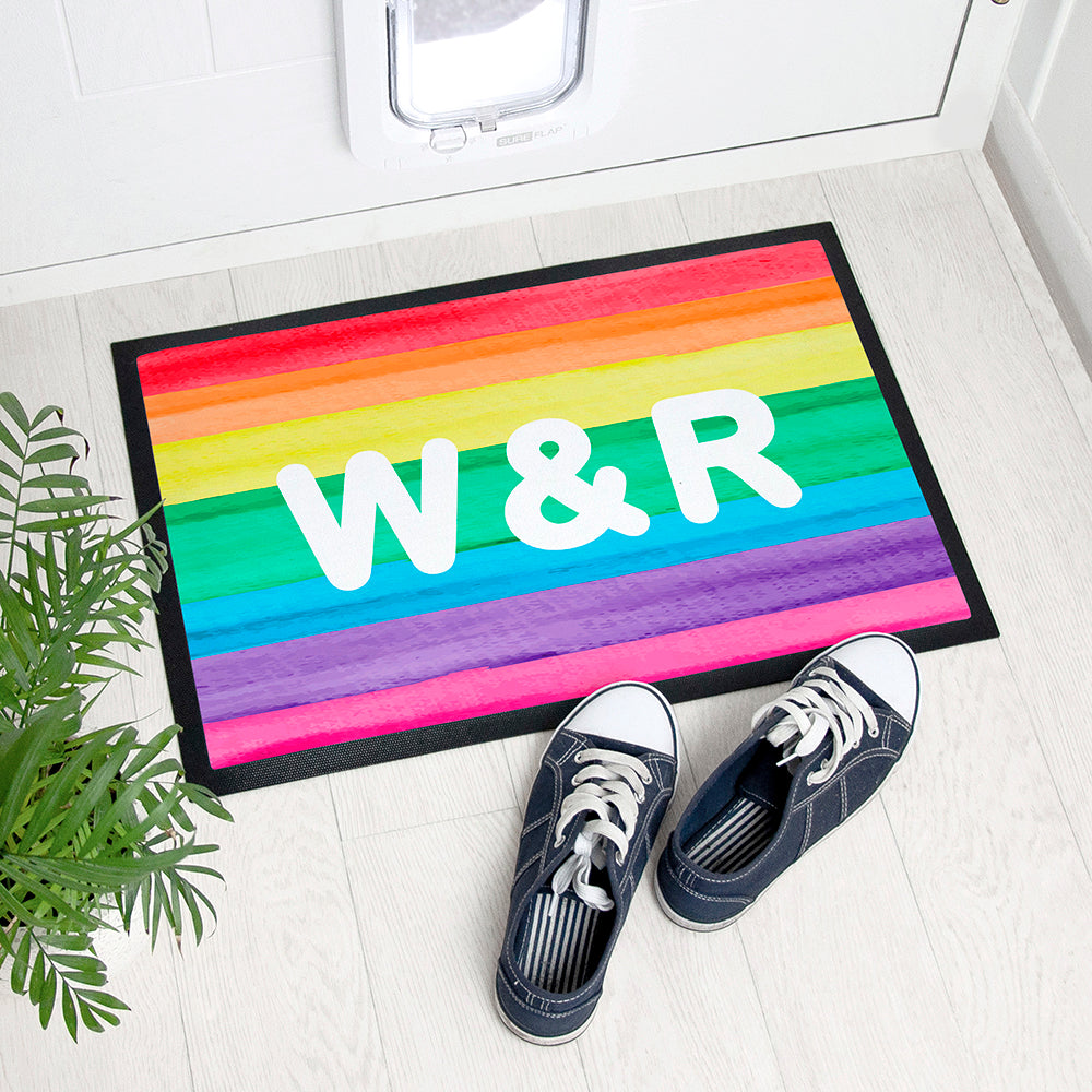 Eleanoras Personalised Rainbow Stripe Doormat Doormats